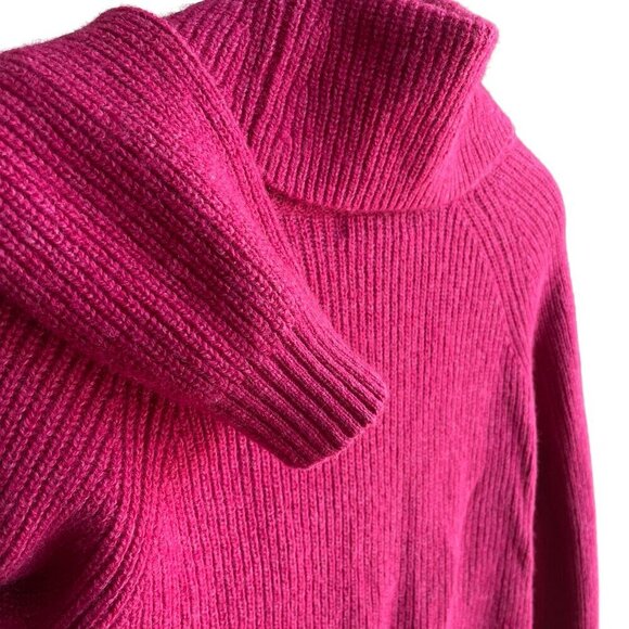 TAHARI Dark Pink Cowl Neck Sweater Merino Wool Blend Raspberry Women's Medium - Picture 6 of 13